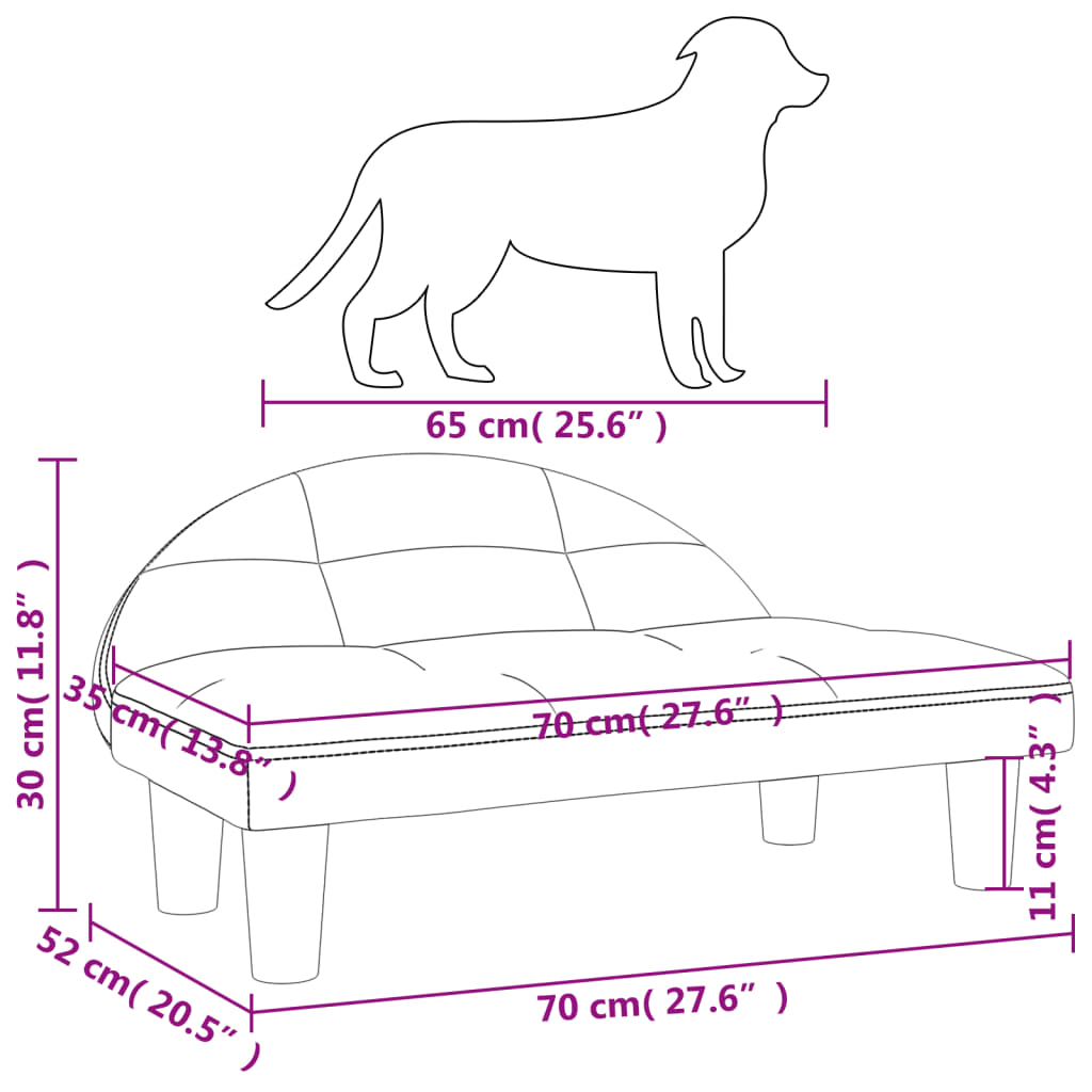 Dog bed, light grey, 70x52x30 cm, velvet