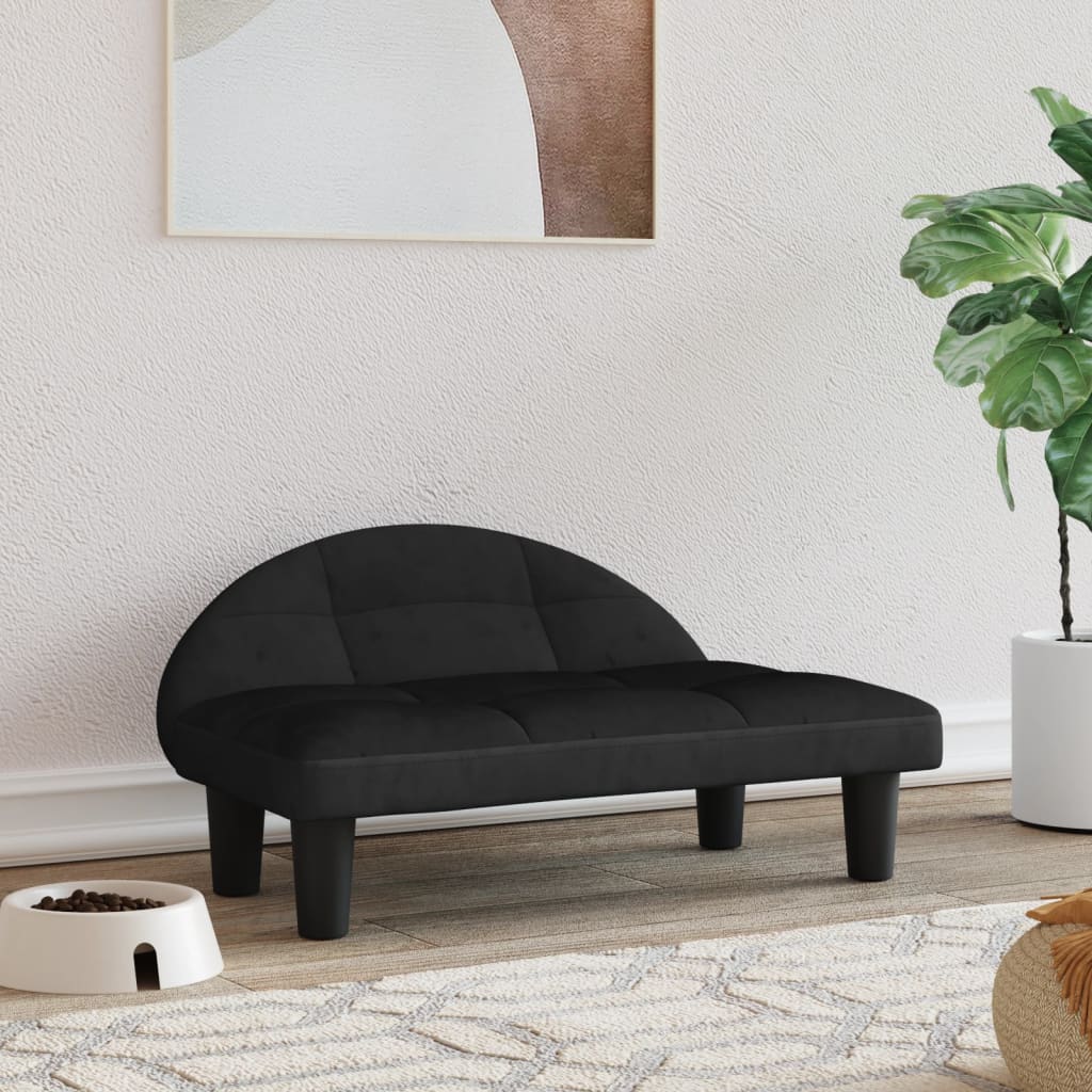 Dog bed, black, 70x52x30 cm, velvet