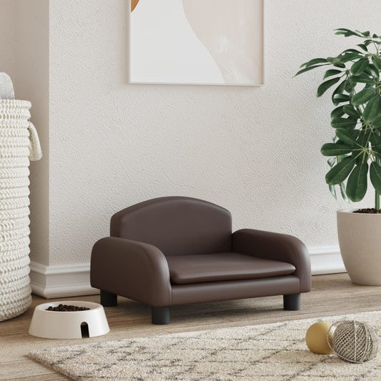 Dog bed, brown, 50x40x30 cm, ecological leather