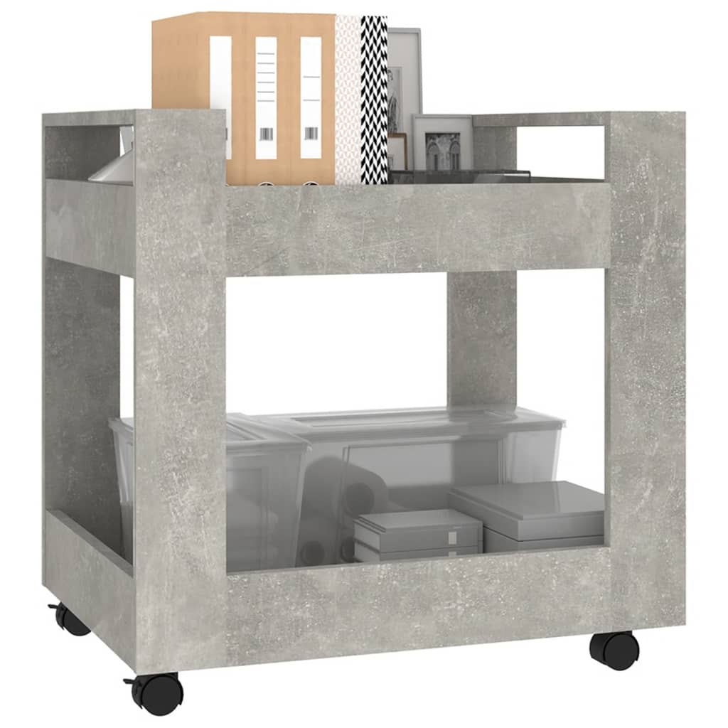 Cărucior de birou, gri beton, 60x45x60 cm, lemn prelucrat