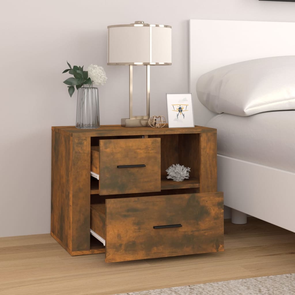 Bedside table, smoky oak, 60x36x45 cm, composite wood