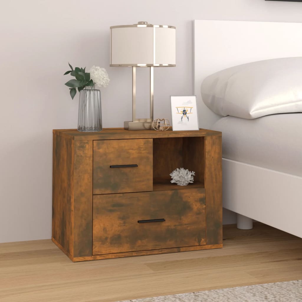 Bedside table, smoky oak, 60x36x45 cm, composite wood