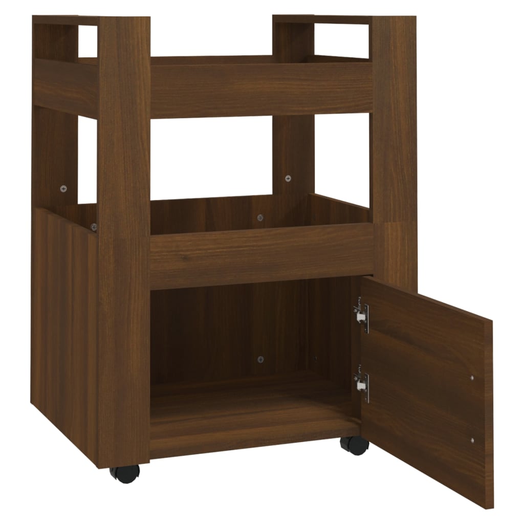 Kitchen trolley, brown oak, 60x45x80 cm, processed wood
