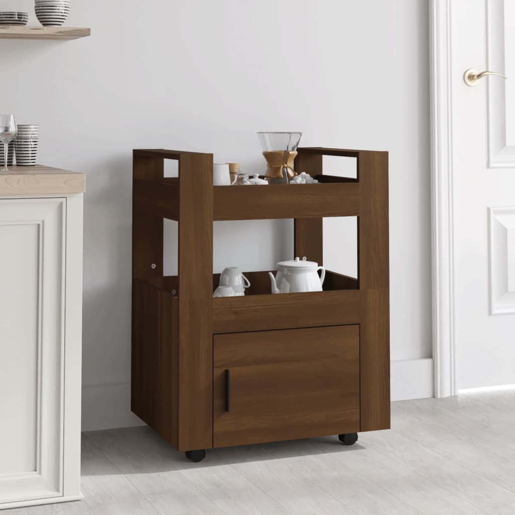 Kitchen trolley, brown oak, 60x45x80 cm, processed wood