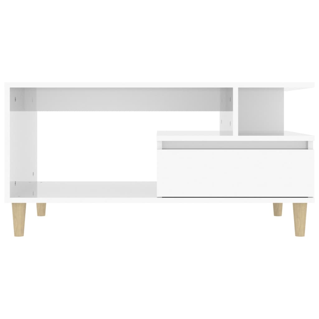 Coffee table, glossy white, 90x49x45 cm, composite wood