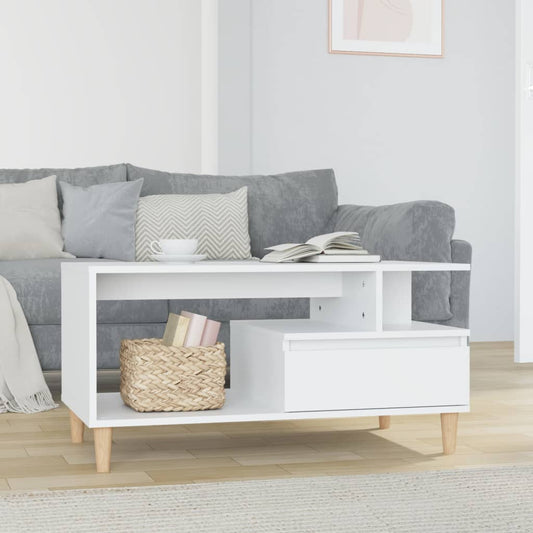 Coffee table, glossy white, 90x49x45 cm, composite wood