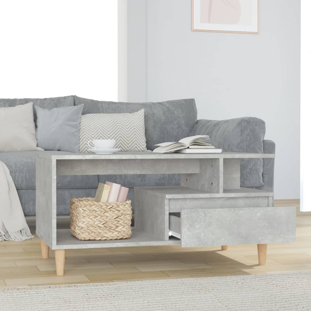 Coffee table, concrete gray, 90x49x45 cm, processed wood