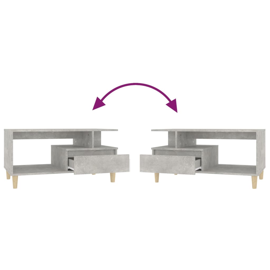 Coffee table, concrete gray, 90x49x45 cm, processed wood