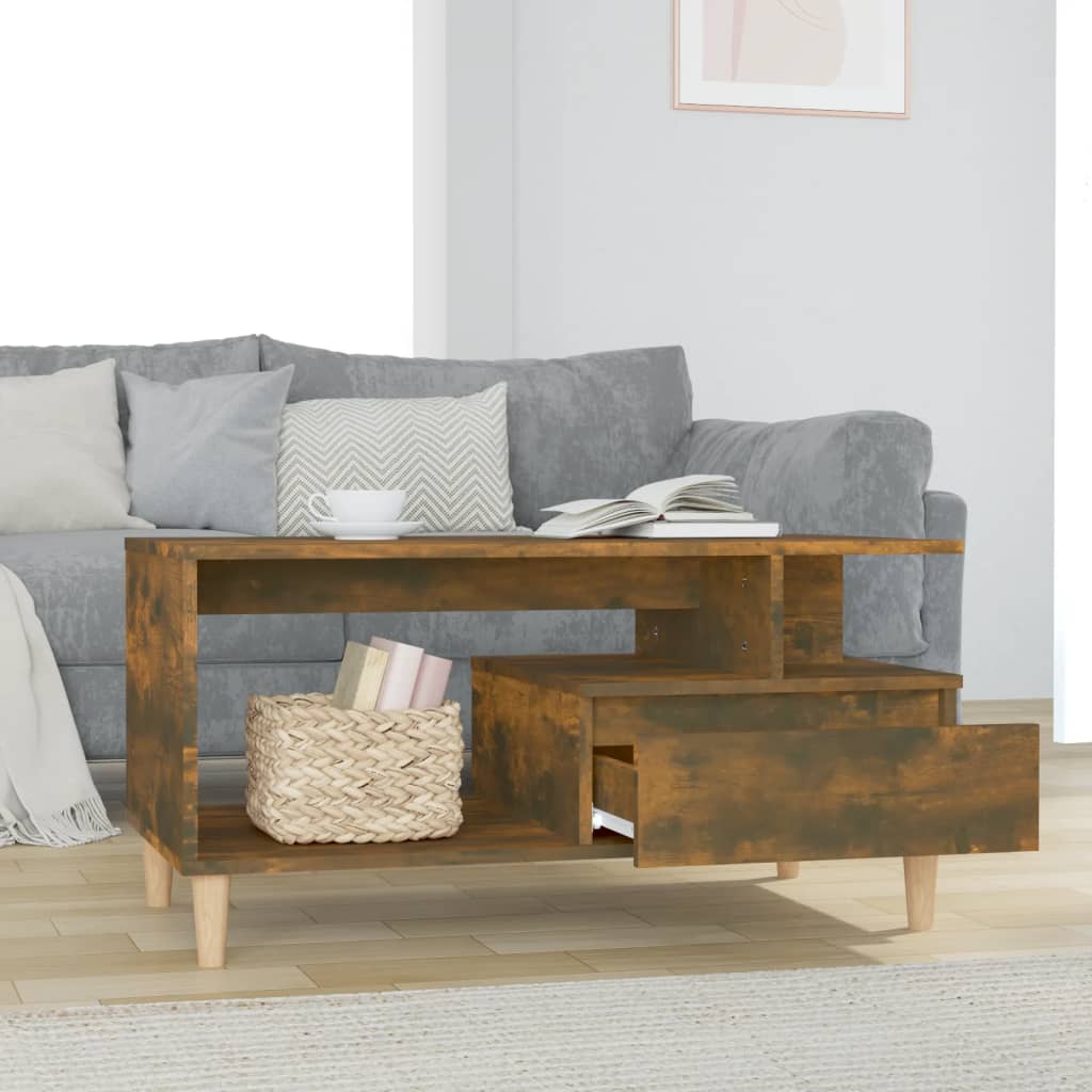 Coffee table, smoky oak, 90x49x45 cm, processed wood