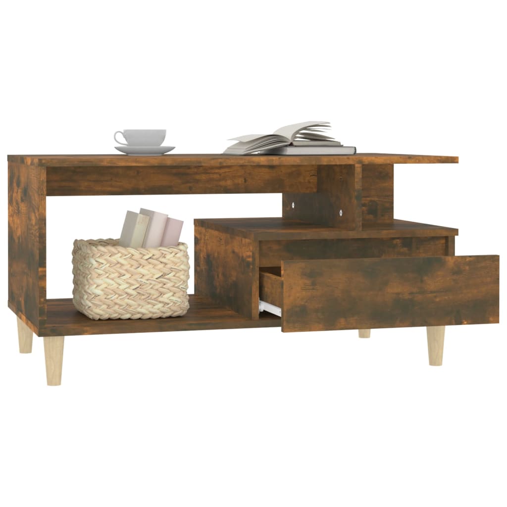 Coffee table, smoky oak, 90x49x45 cm, processed wood
