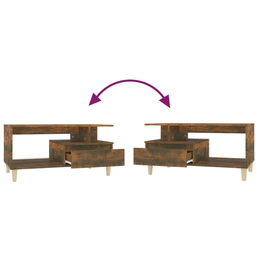 Coffee table, smoky oak, 90x49x45 cm, processed wood