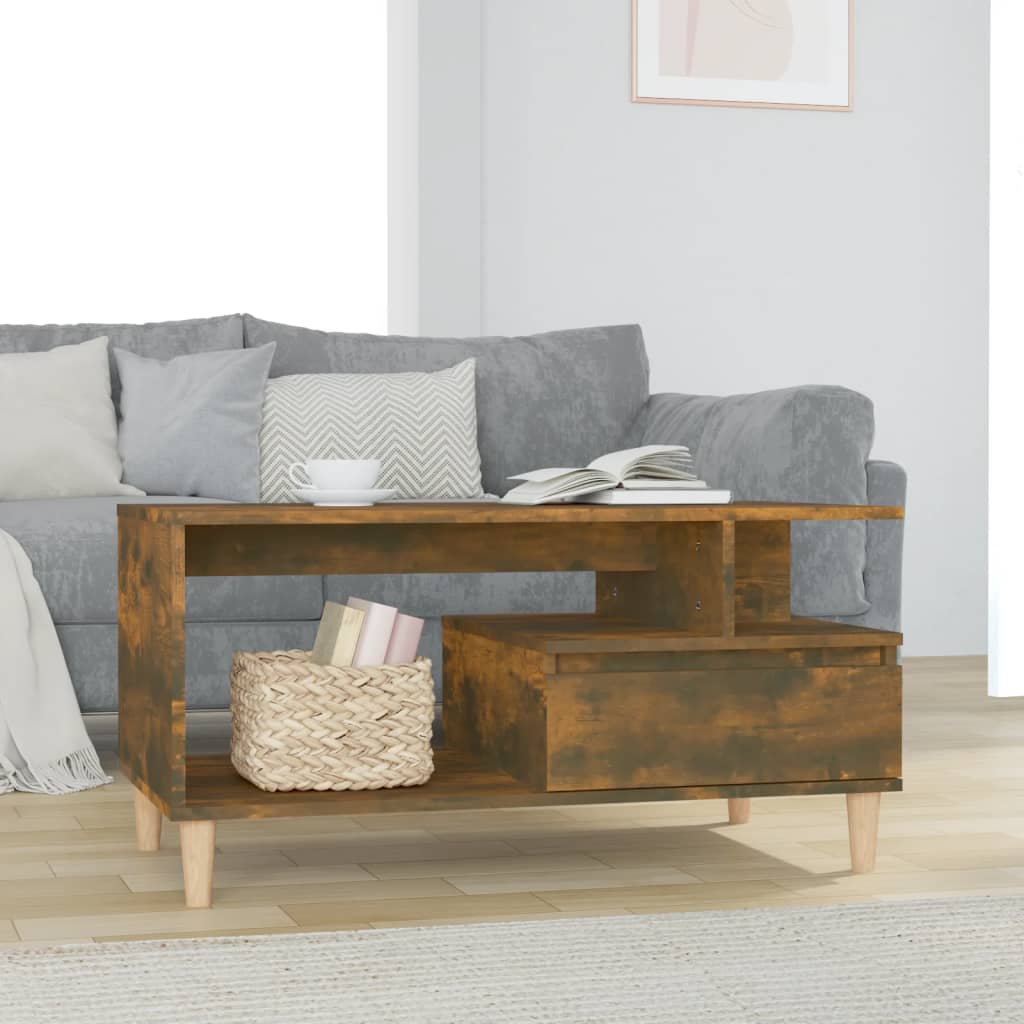 Coffee table, smoky oak, 90x49x45 cm, processed wood
