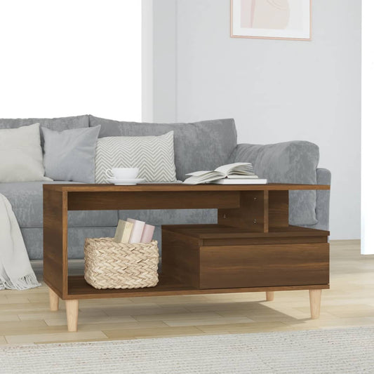 Coffee table, brown oak, 90x49x45 cm, processed wood