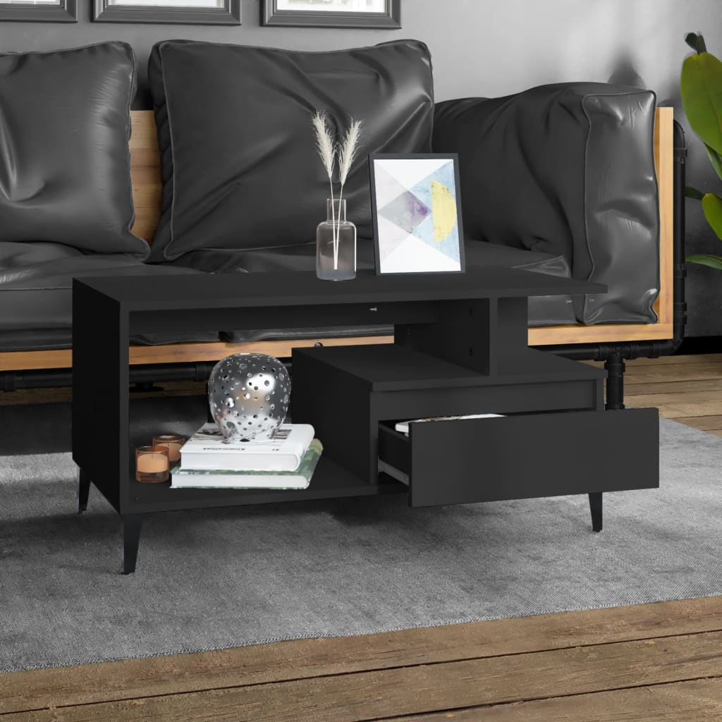 Coffee table, black, 90x49x45 cm, composite wood