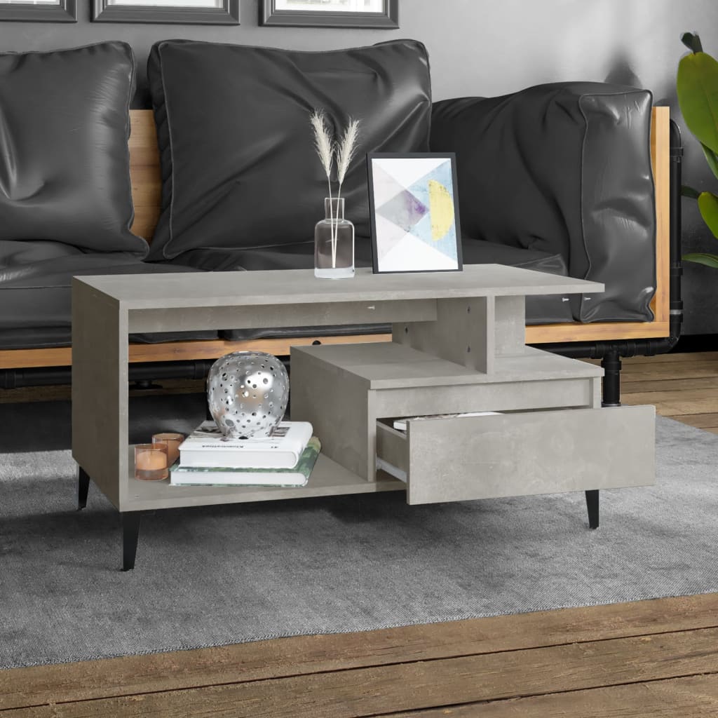 Coffee table, concrete gray, 90x49x45 cm, processed wood