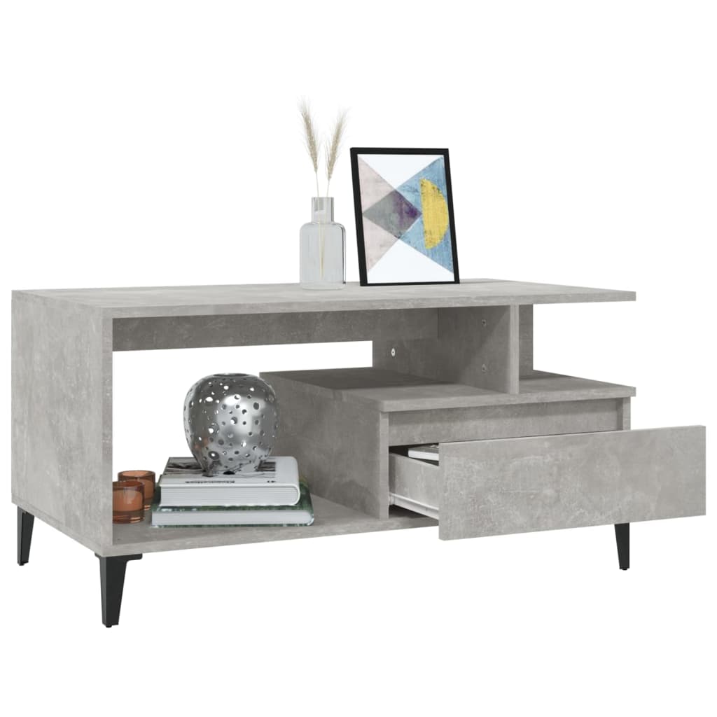 Coffee table, concrete gray, 90x49x45 cm, processed wood