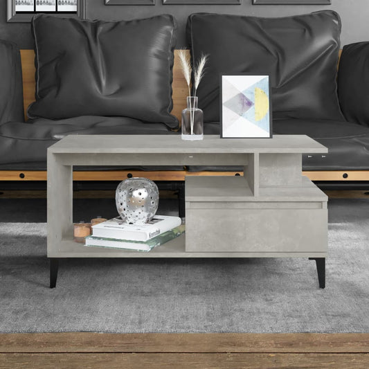 Coffee table, concrete gray, 90x49x45 cm, processed wood