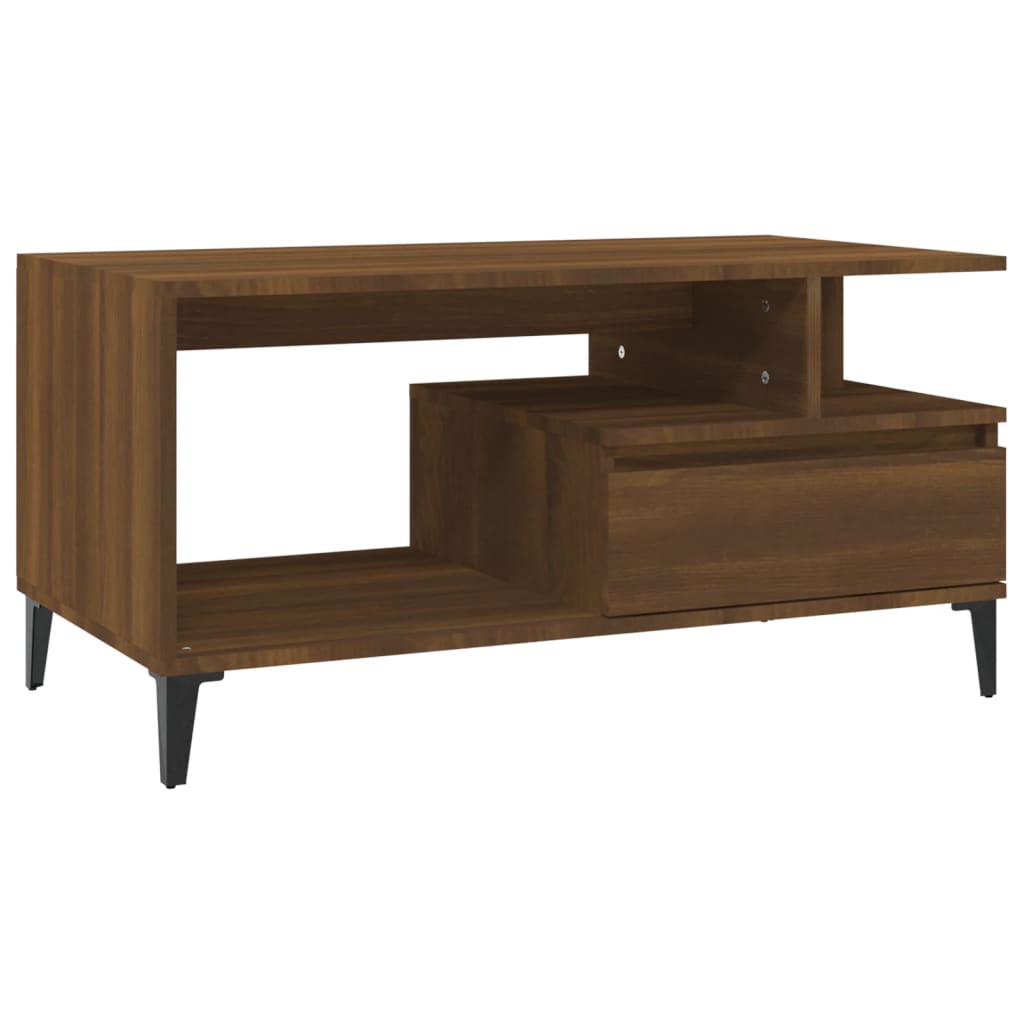 Coffee table, brown oak, 90x49x45 cm, processed wood