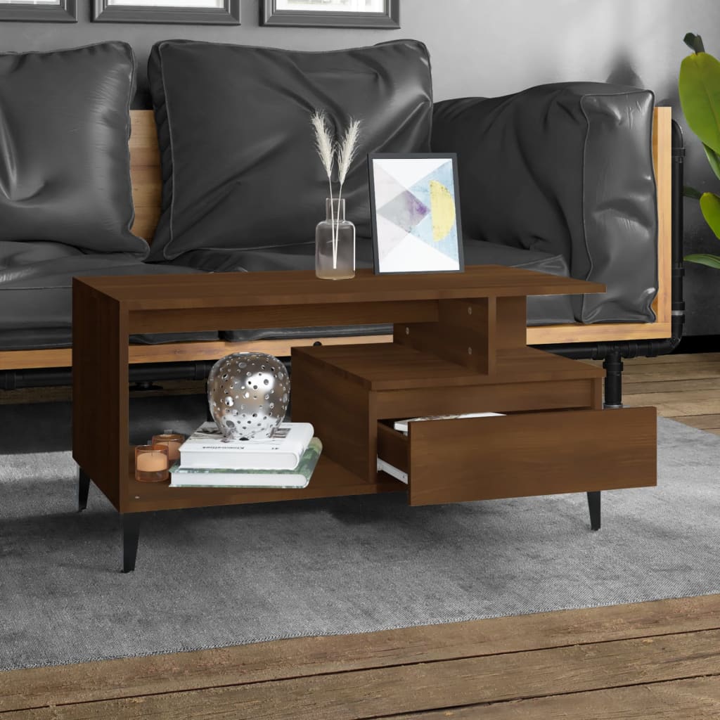 Coffee table, brown oak, 90x49x45 cm, processed wood