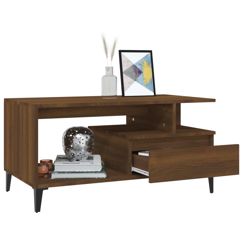 Coffee table, brown oak, 90x49x45 cm, processed wood