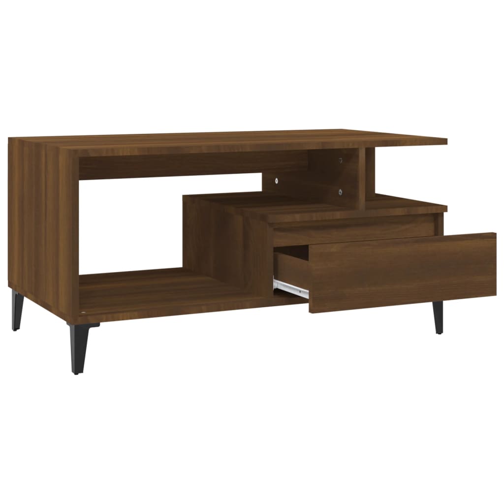 Coffee table, brown oak, 90x49x45 cm, processed wood