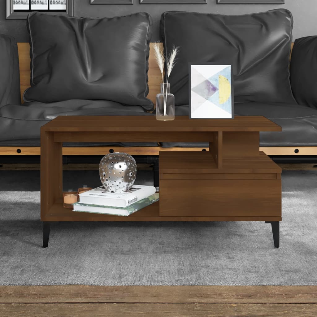 Coffee table, brown oak, 90x49x45 cm, processed wood