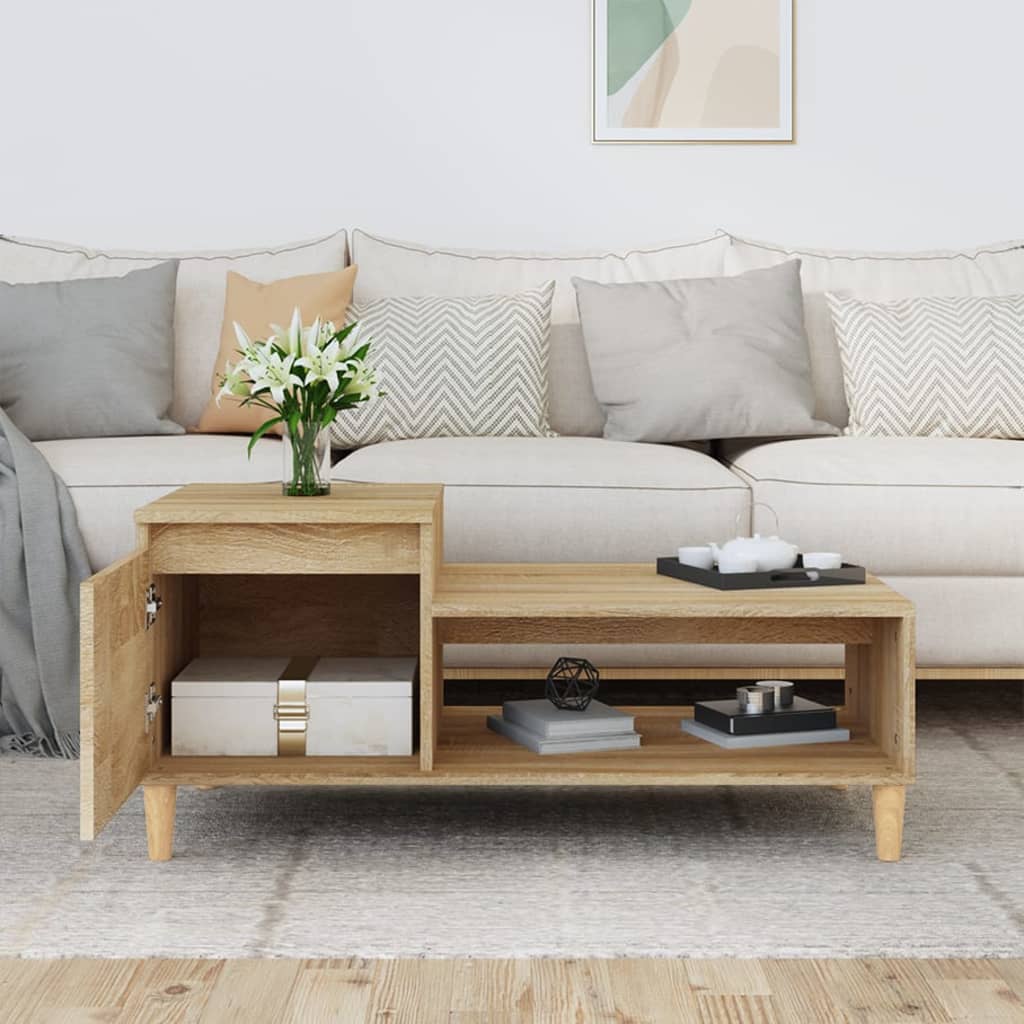 Coffee table, sonoma oak, 100x50x45 cm, processed wood