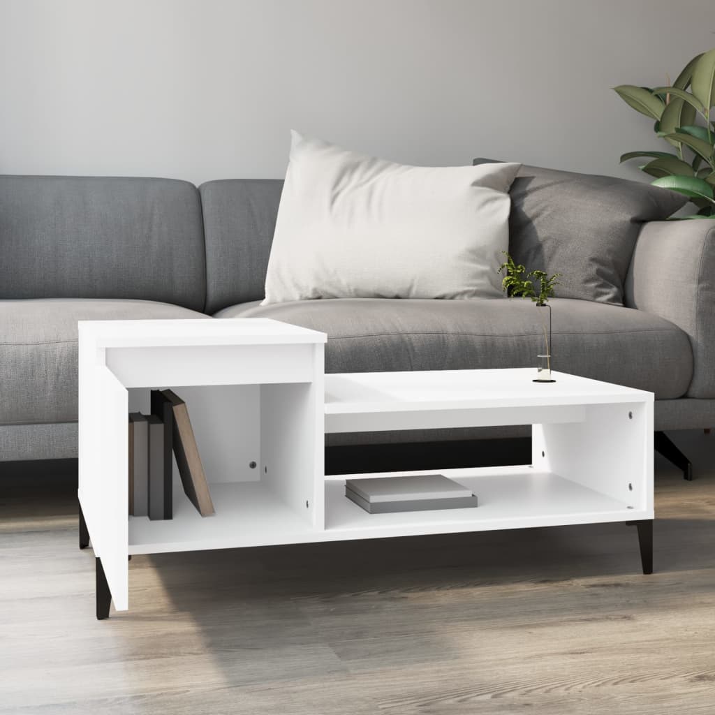 Coffee table, white, 100x50x45 cm, processed wood
