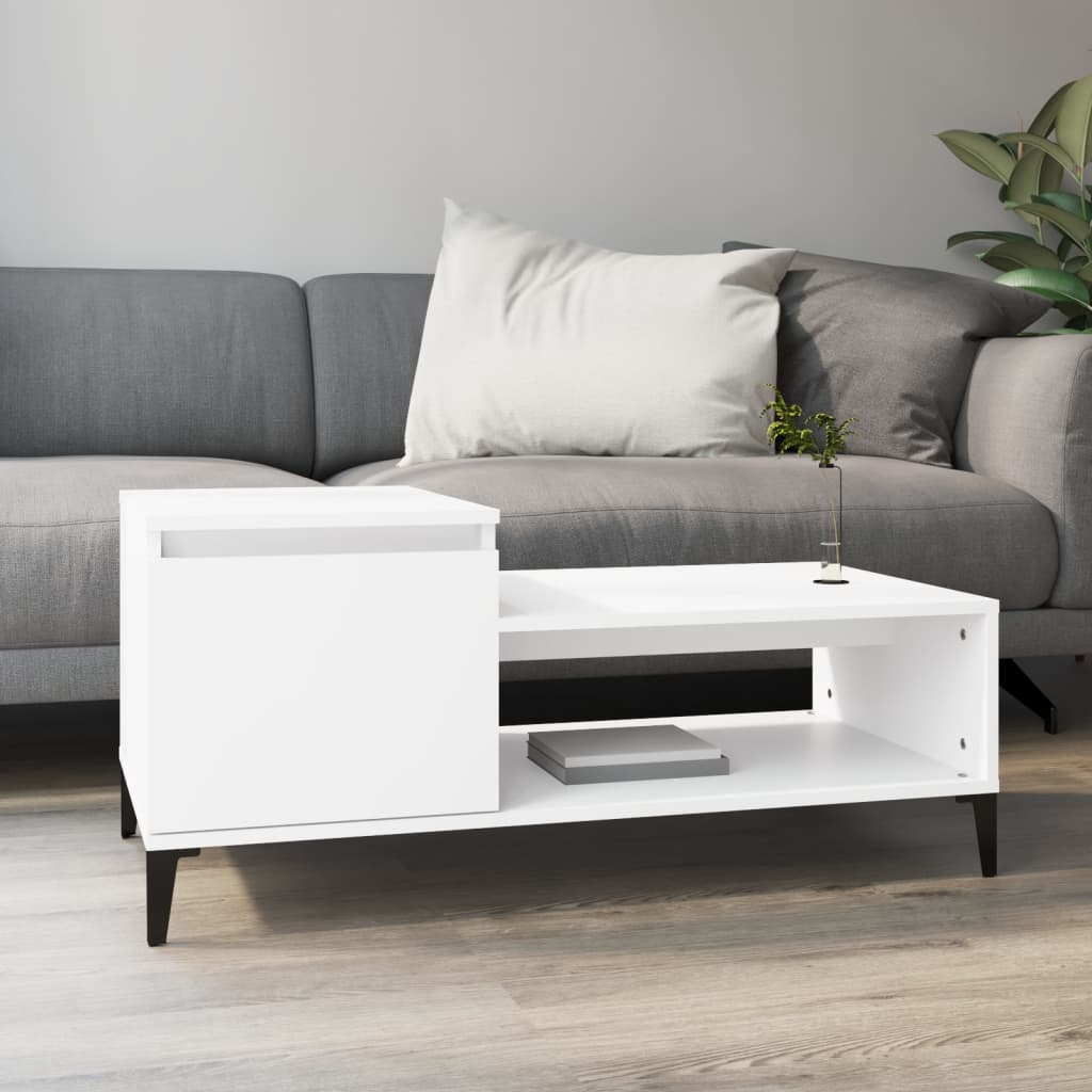 Coffee table, white, 100x50x45 cm, processed wood