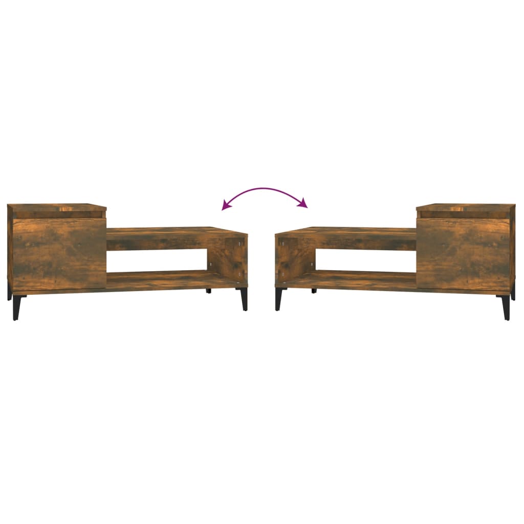 Coffee table, smoky oak, 100x50x45 cm, processed wood