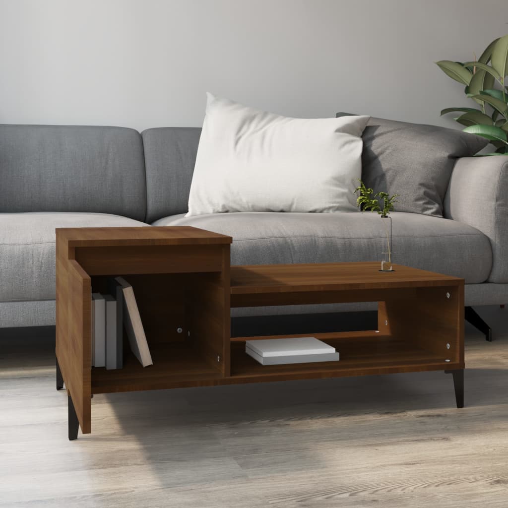 Coffee table, brown oak, 100x50x45 cm, processed wood