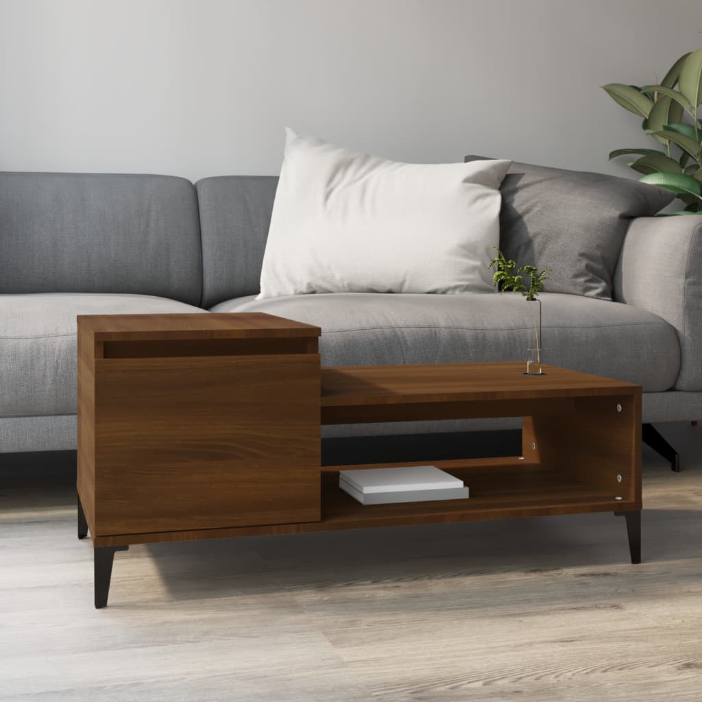 Coffee table, brown oak, 100x50x45 cm, processed wood