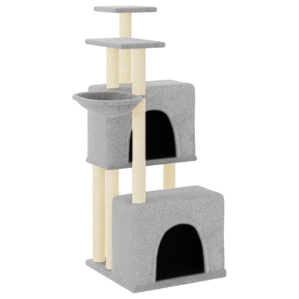 Cat set, sisal rope poles, light grey, 122 cm