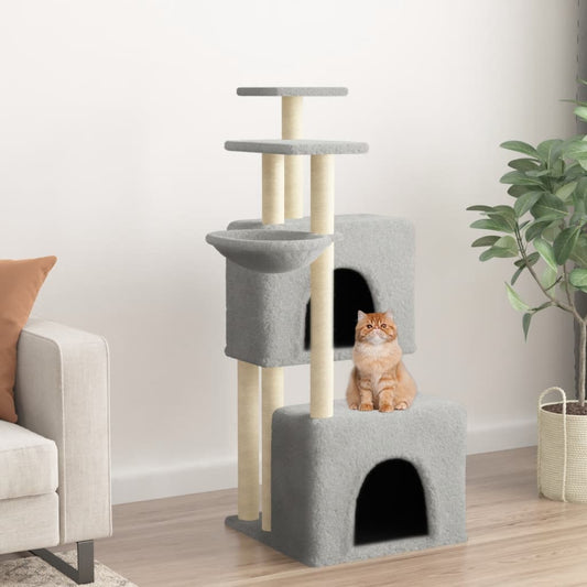 Cat set, sisal rope poles, light grey, 122 cm