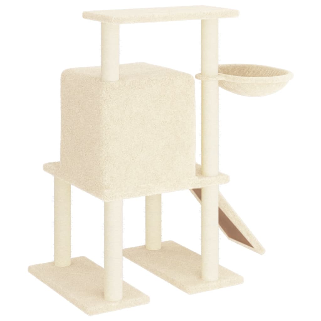 Ansamblu de pisici cu stâlpi din funie de sisal, crem, 96,5 cm