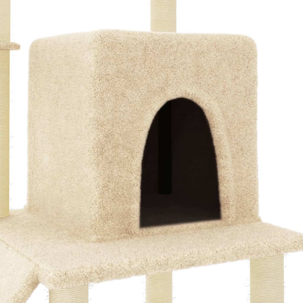 Ansamblu de pisici cu stâlpi din funie de sisal, crem, 96,5 cm