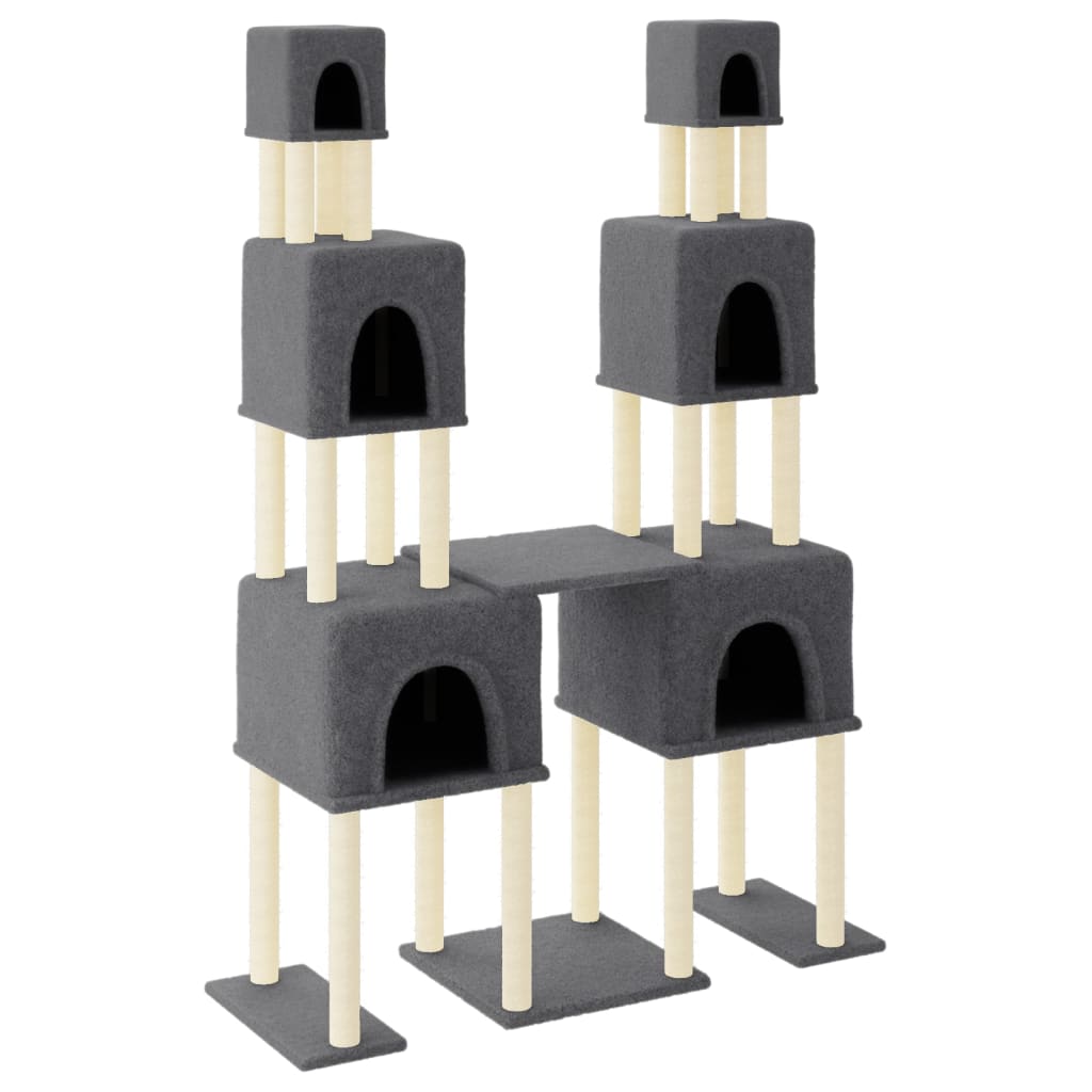 Cat set with sisal rope poles, dark grey, 199 cm