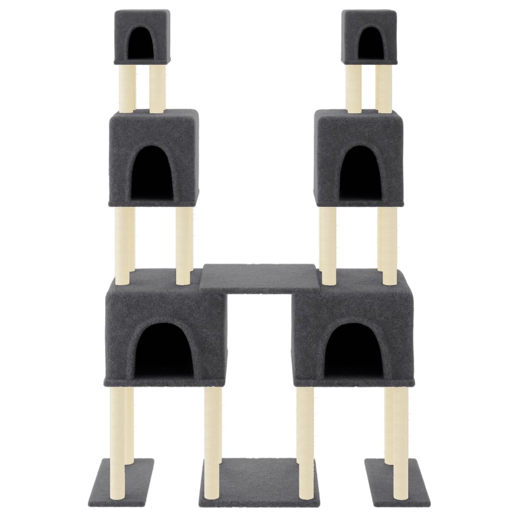 Cat set with sisal rope poles, dark grey, 199 cm