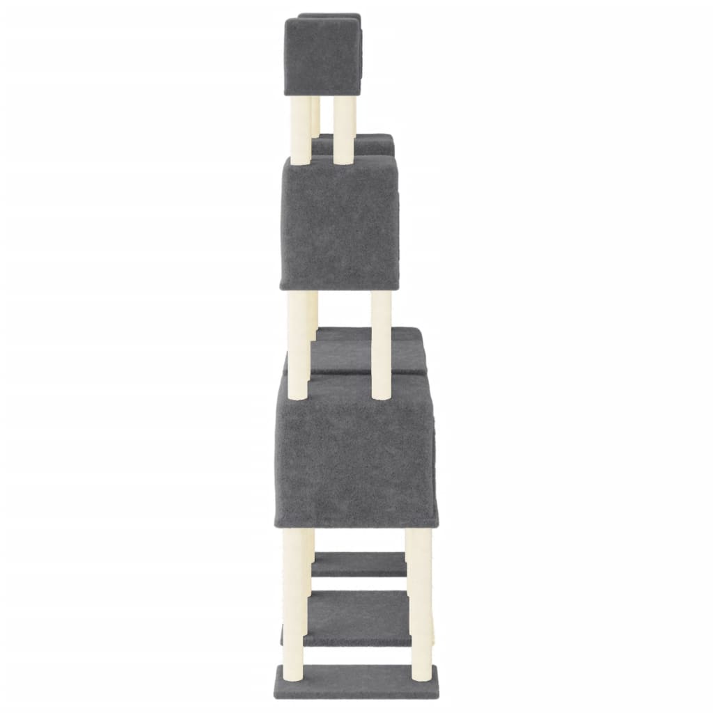 Cat set with sisal rope poles, dark grey, 199 cm