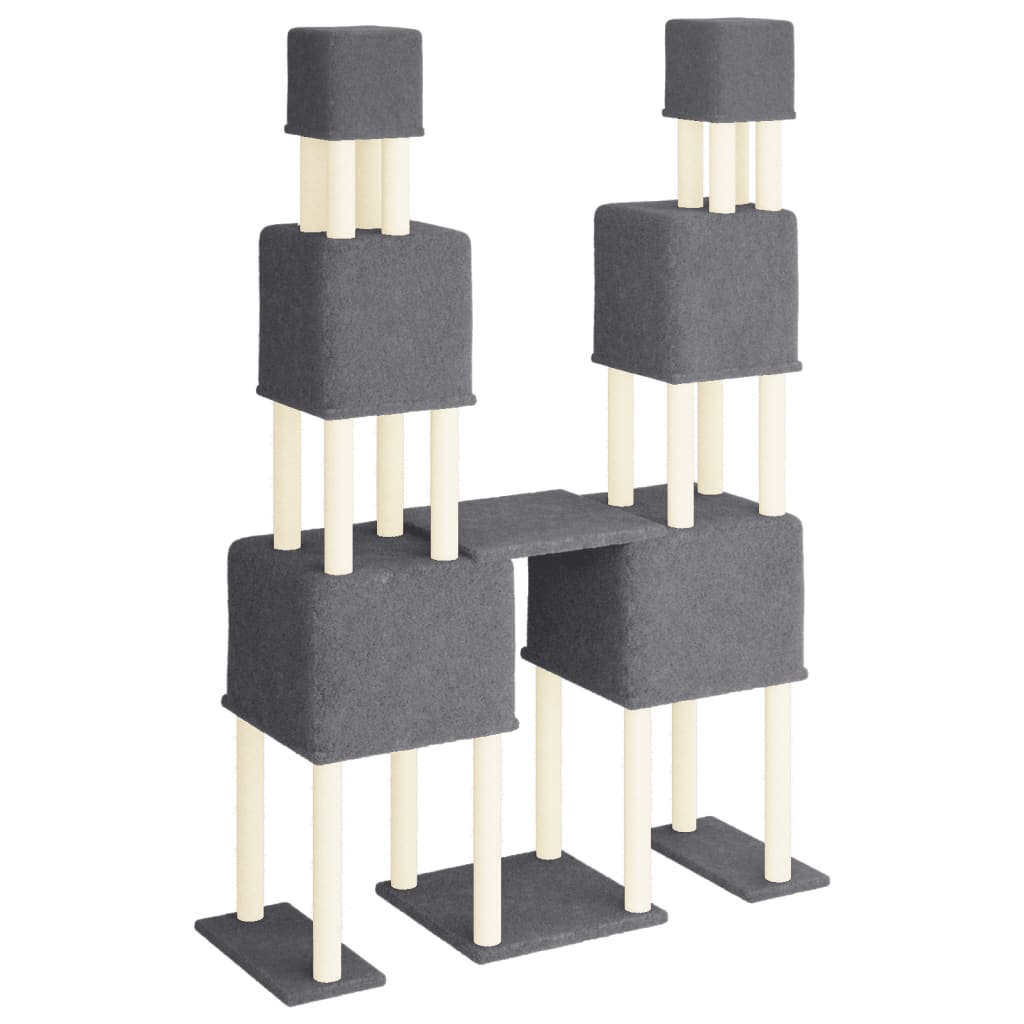 Cat set with sisal rope poles, dark grey, 199 cm