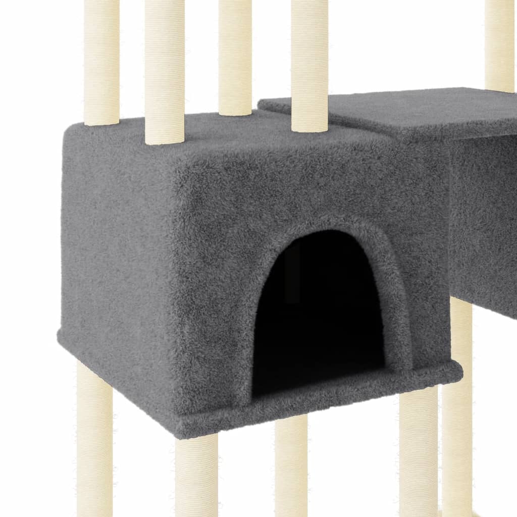 Cat set with sisal rope poles, dark grey, 199 cm