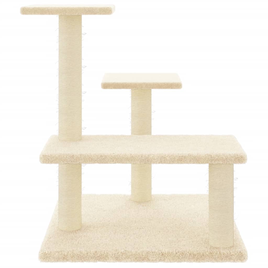 Ansamblu de pisici cu stâlpi din funie de sisal, crem, 61 cm
