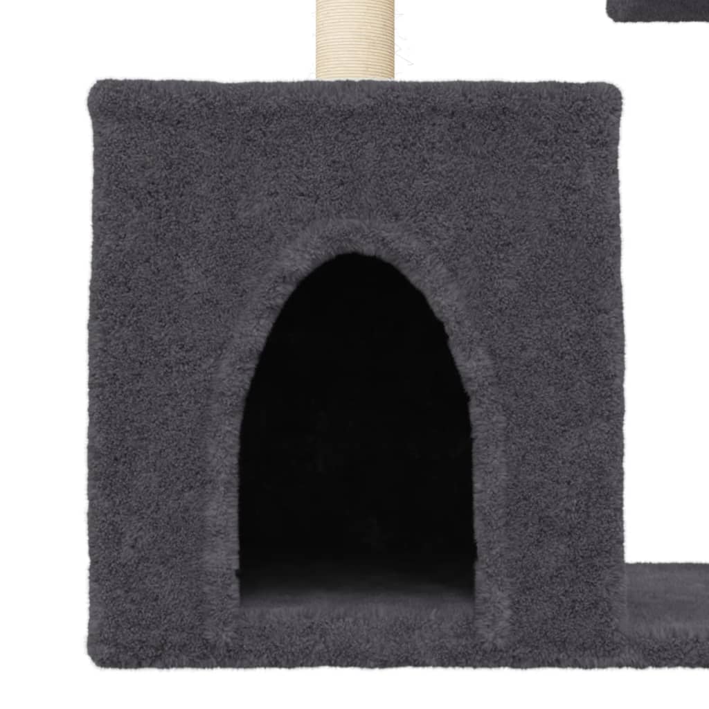 Ansamblu pisici cu stâlpi din funie sisal, gri închis, 86 cm