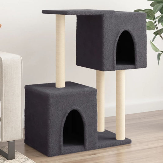 Ansamblu pisici cu stâlpi din funie sisal, gri închis, 86 cm