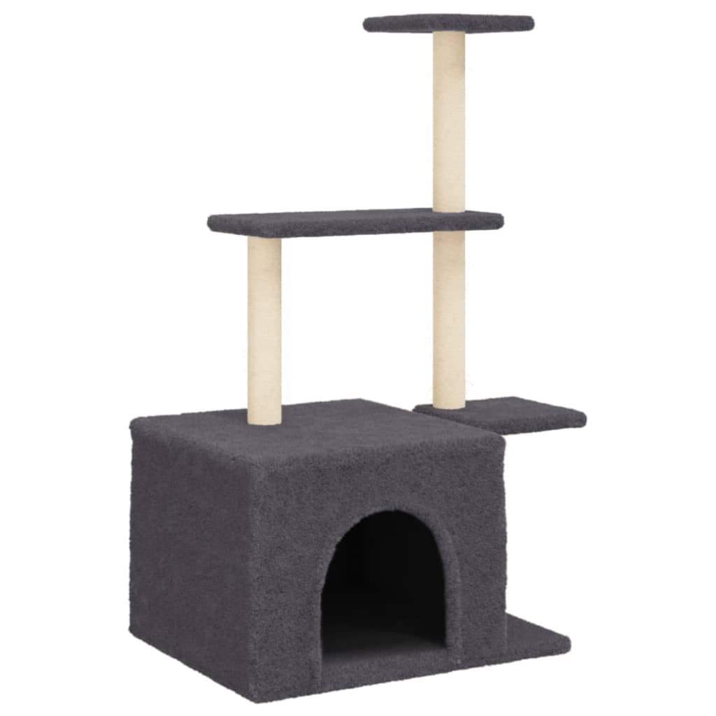 Ansamblu pisici cu stâlpi din funie sisal, gri închis, 110 cm