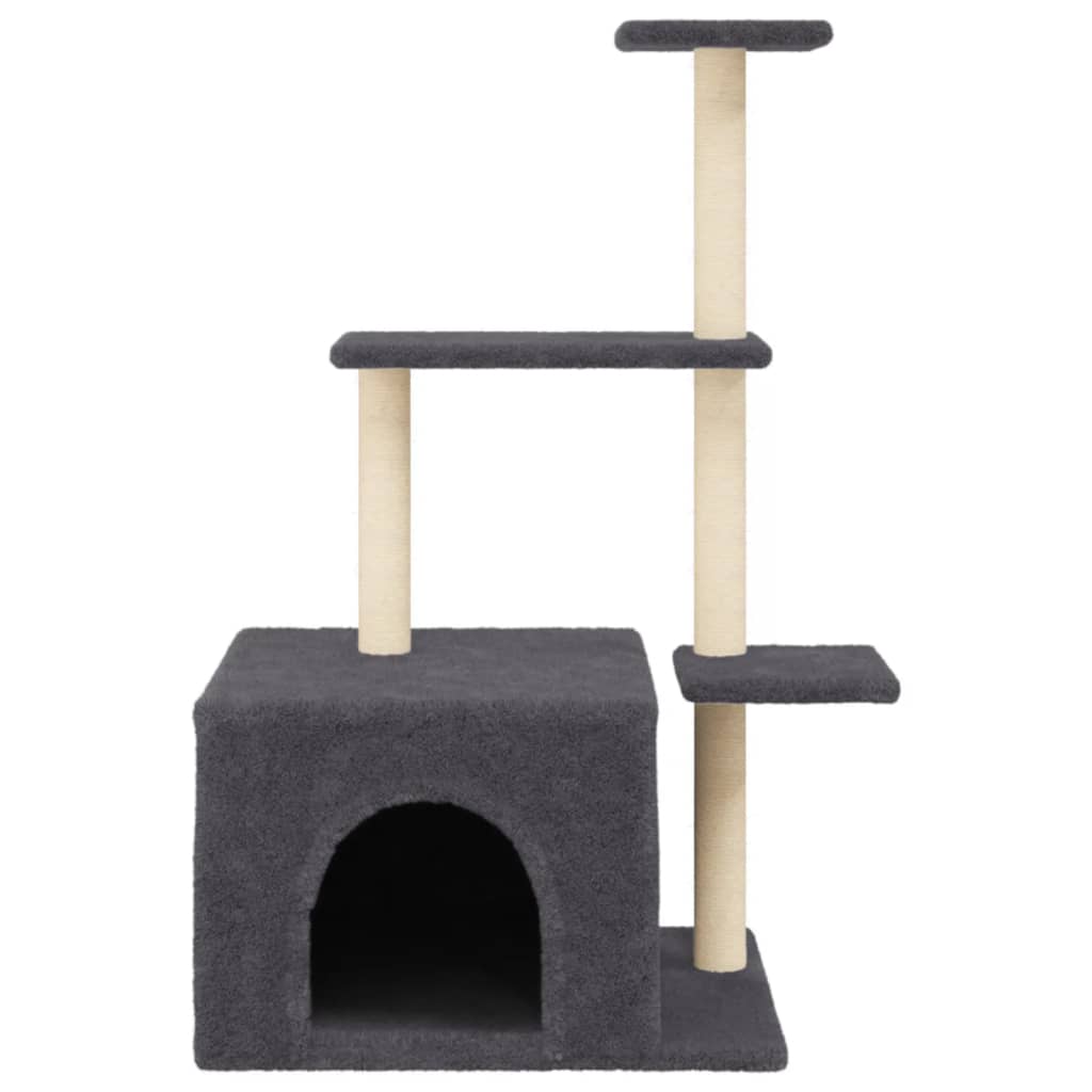 Ansamblu pisici cu stâlpi din funie sisal, gri închis, 110 cm