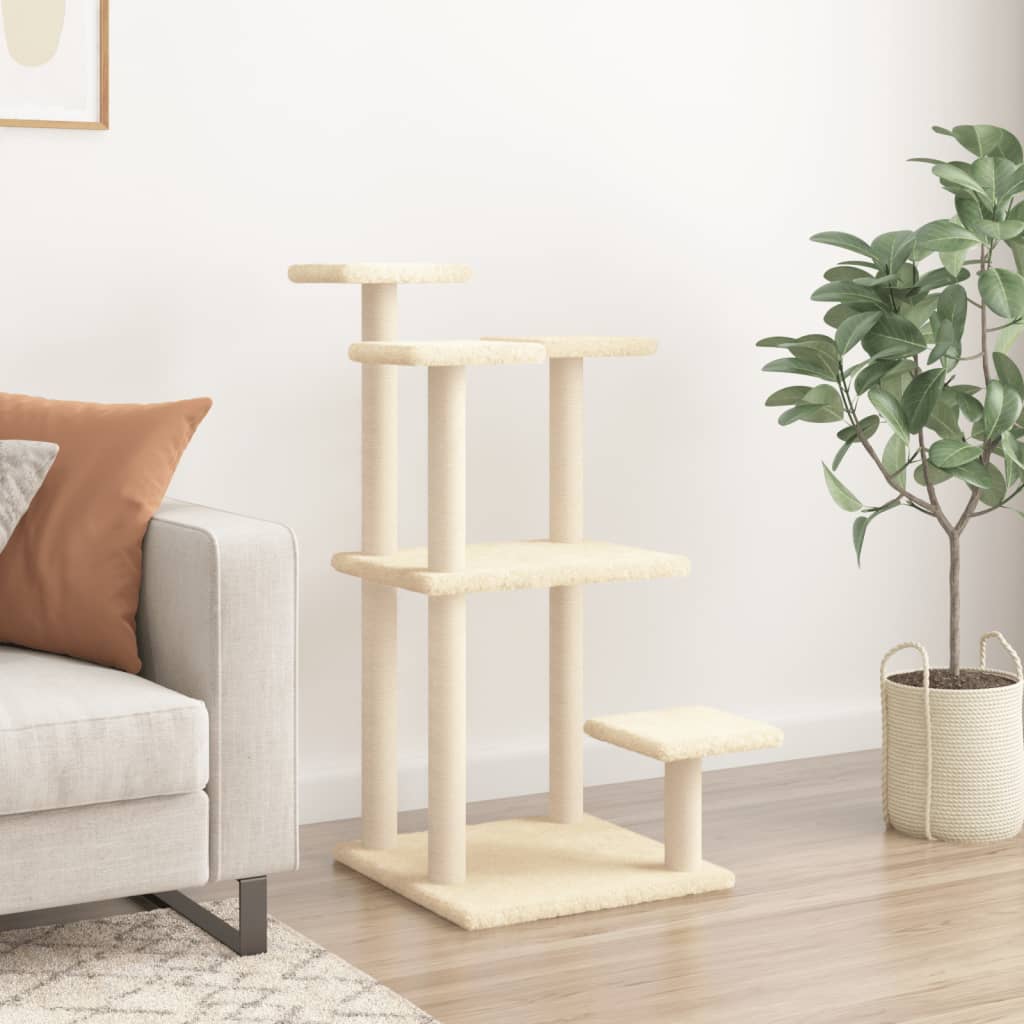 Scratching posts for cats with platforms, cream, 98.5 cm