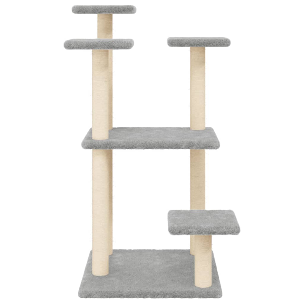 Stâlpi zgâriat pentru pisici cu platforme, gri deschis, 98,5 cm