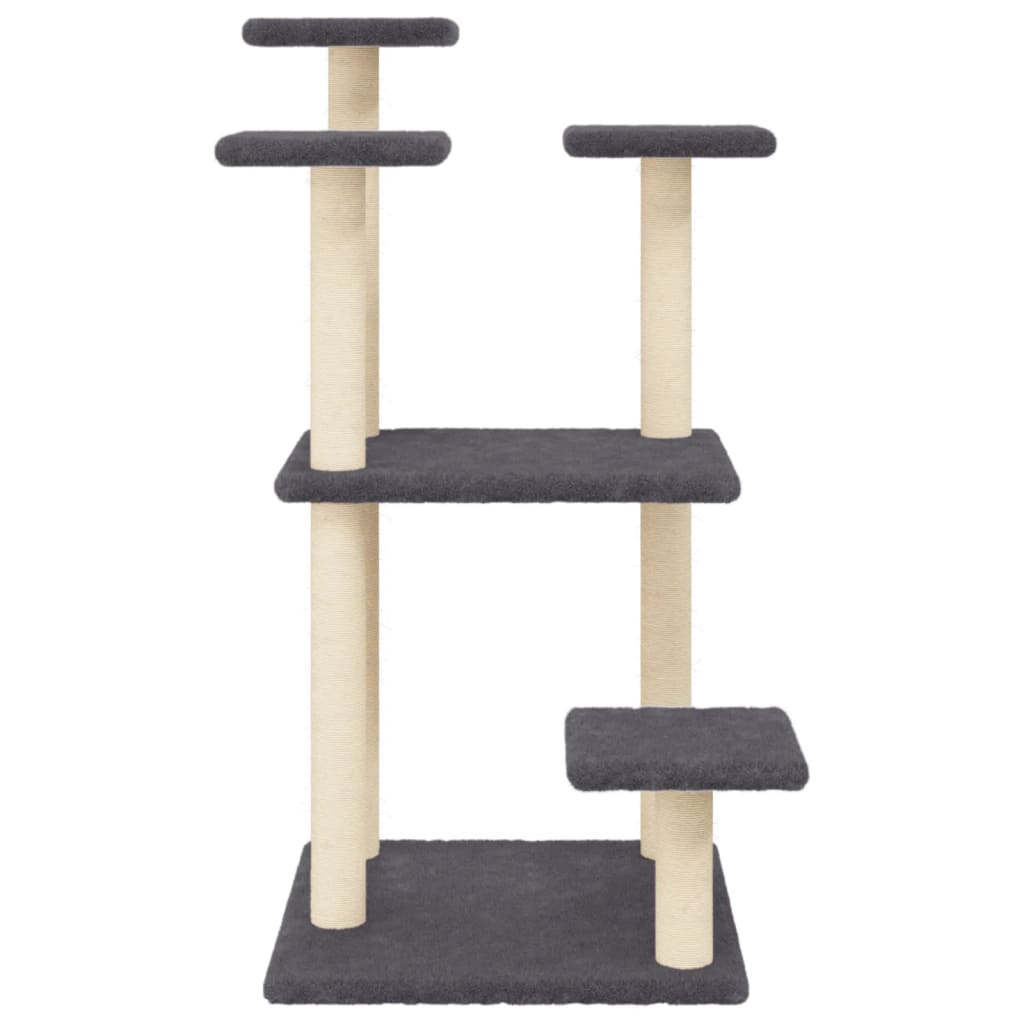 Stâlpi zgâriat pentru pisici cu platforme, gri închis, 98,5 cm