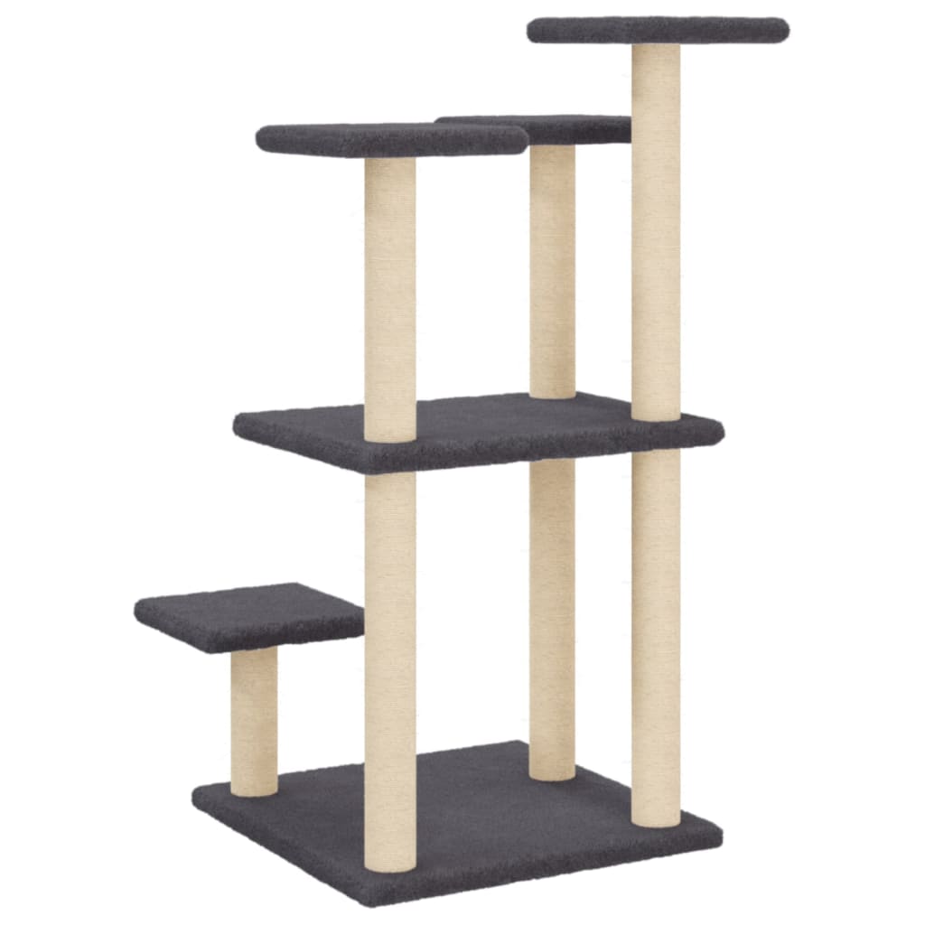 Stâlpi zgâriat pentru pisici cu platforme, gri închis, 98,5 cm